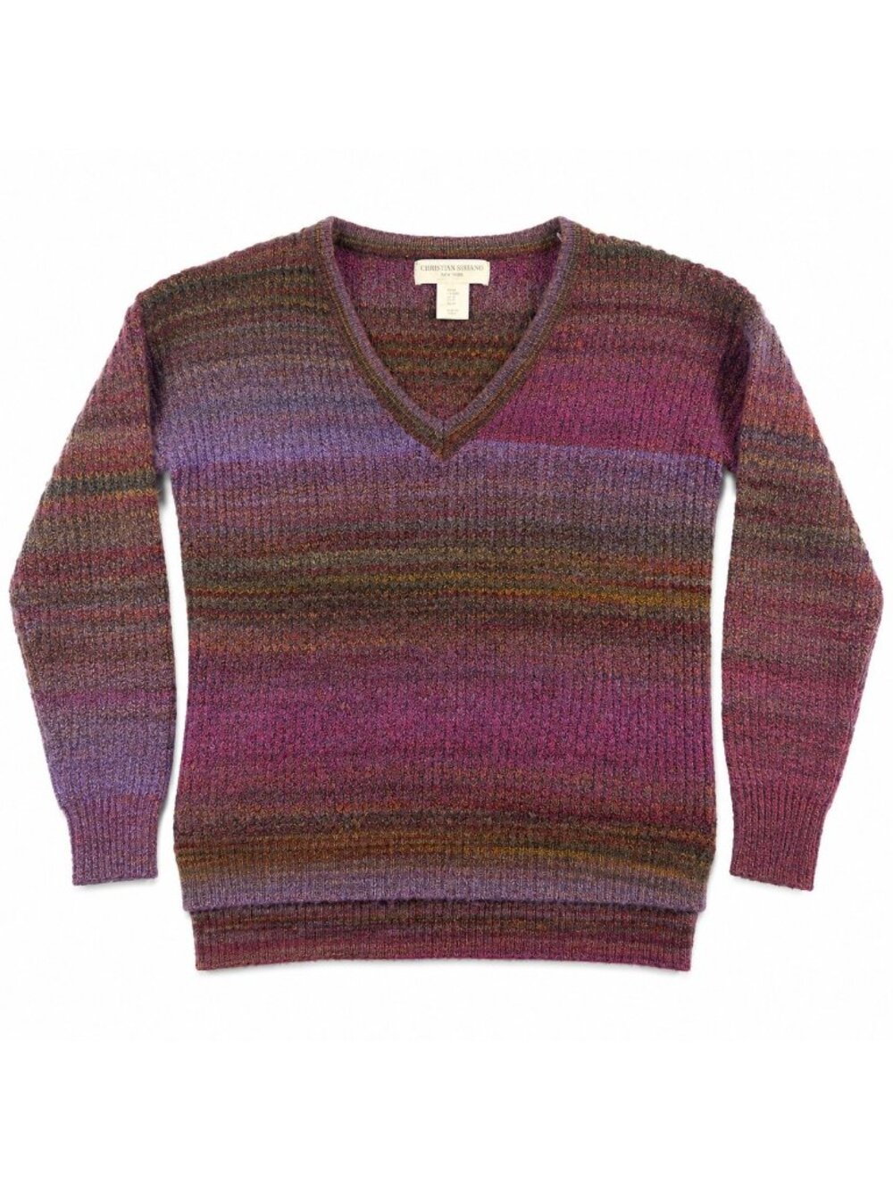 Christian Siriano New York Women’s Medium Multicolor V-Neck Knit Sweater Long Sl